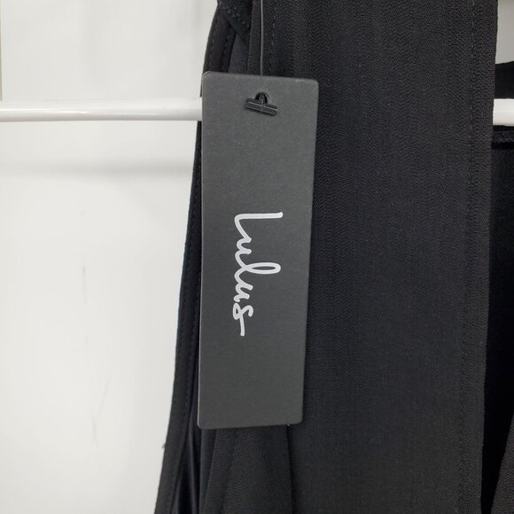 NWT Lulus Black Halter Neck Keyhole Cutout Back Swing Basic Dress Large - Picture 3 of 10